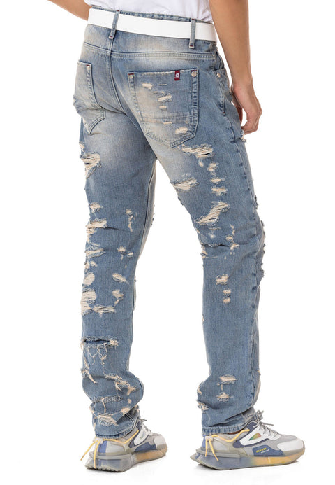 CD843 Ripped Detailed Loose Cut Design Men's Jean Trousers