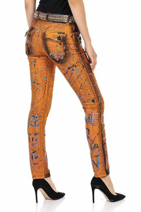 WD445 Orange Slim Fit Women's Jean Trousers