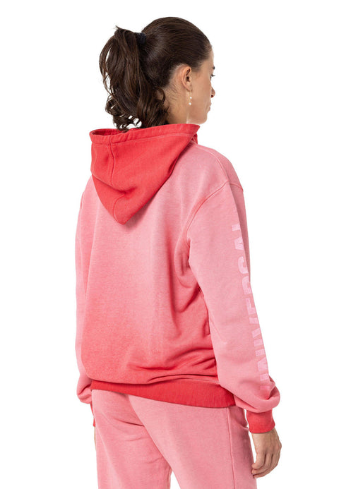 WL343 Efekt Yıkamalı Kapşonlu Kadın Sweatshirt