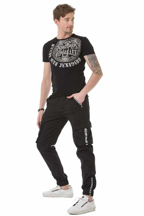 CD788 Elastic Waist Cargo Pocket Men's Sweatpants