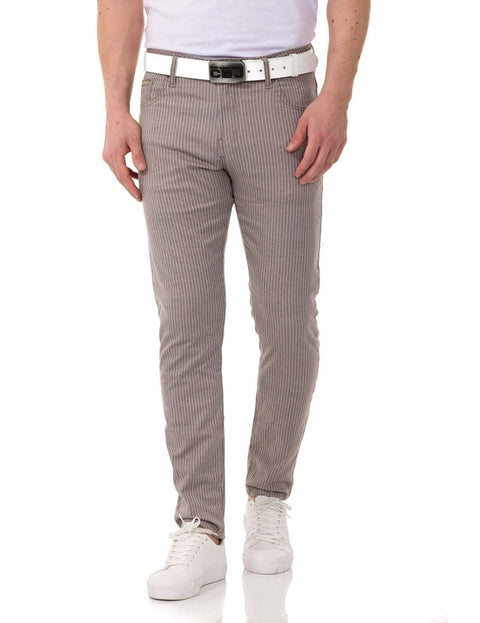 CD841 Striped Linen Slim Fit Men's Trousers