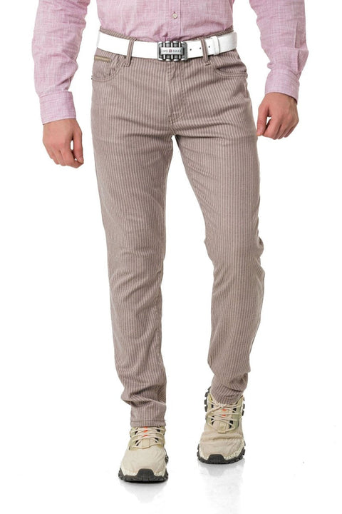 CD841 Striped Linen Slim Fit Men's Trousers