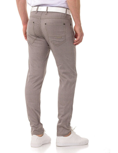 CD841 Striped Linen Slim Fit Men's Trousers