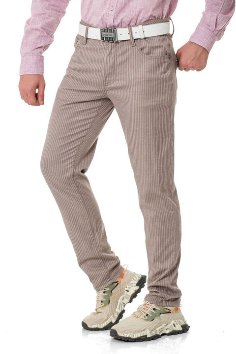 CD841 Striped Linen Slim Fit Men's Trousers