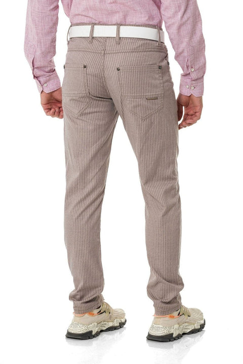 CD841 Striped Linen Slim Fit Men's Trousers