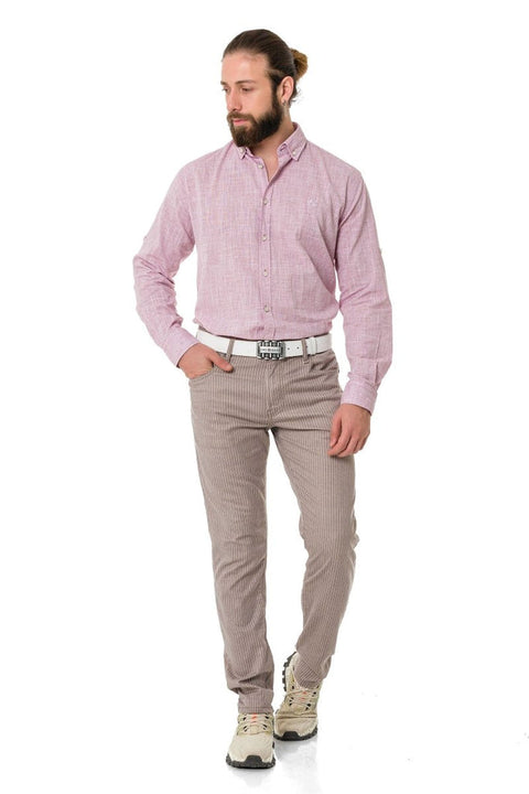 CD841 Striped Linen Slim Fit Men's Trousers