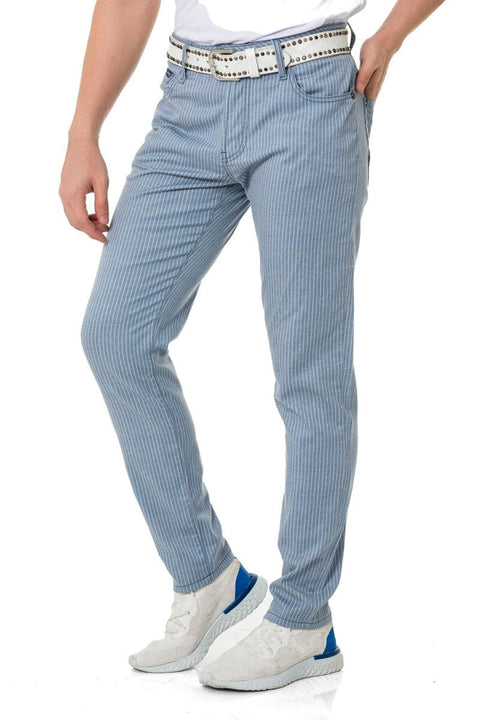 CD841 Striped Linen Slim Fit Men's Trousers