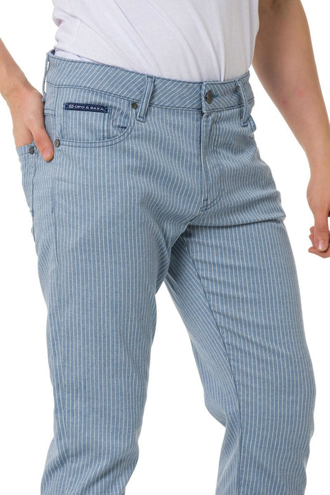 CD841 Striped Linen Slim Fit Men's Trousers