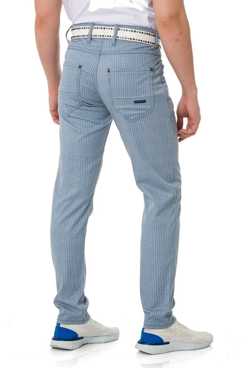 CD841 Striped Linen Slim Fit Men's Trousers