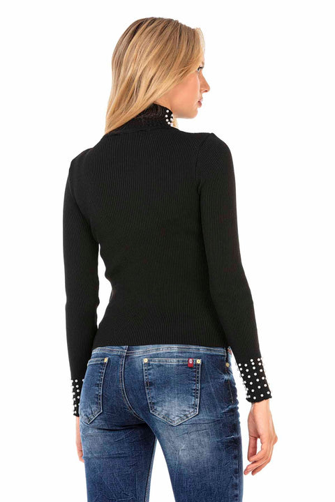WP208 Women's turtleneck with fashionable pearls