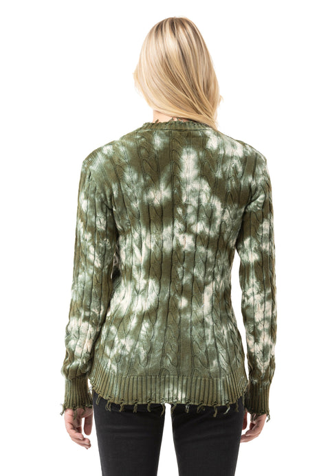 WP268 Women’s Knitted Sweater – Sweater with Tie-Dye Pattern & Ribbed Texture | Modern Casual Look for Everyday & Streetwear