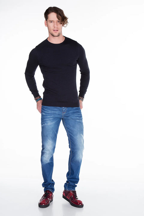 CP152 BLACK MEN'S SWEATER