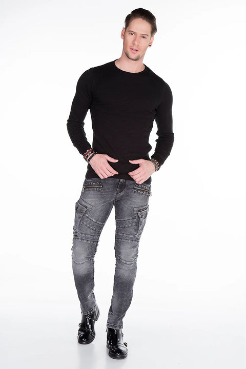 CP152 BLACK MEN'S SWEATER