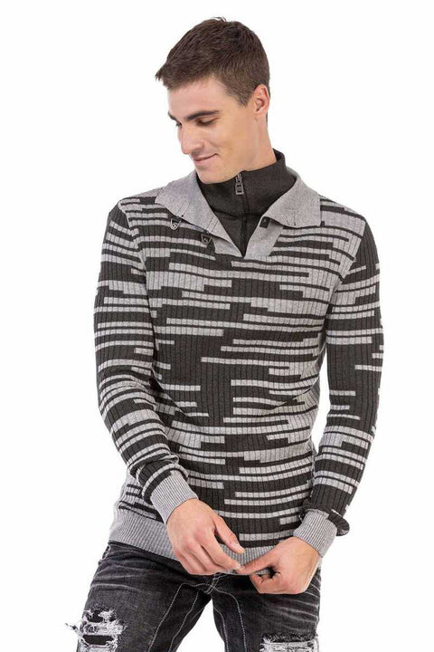 CP245 Zipper Collar Men's Sweater