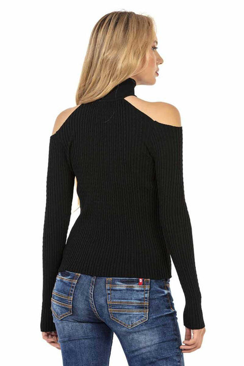 WP205 Women's Striped Turtleneck Sweater