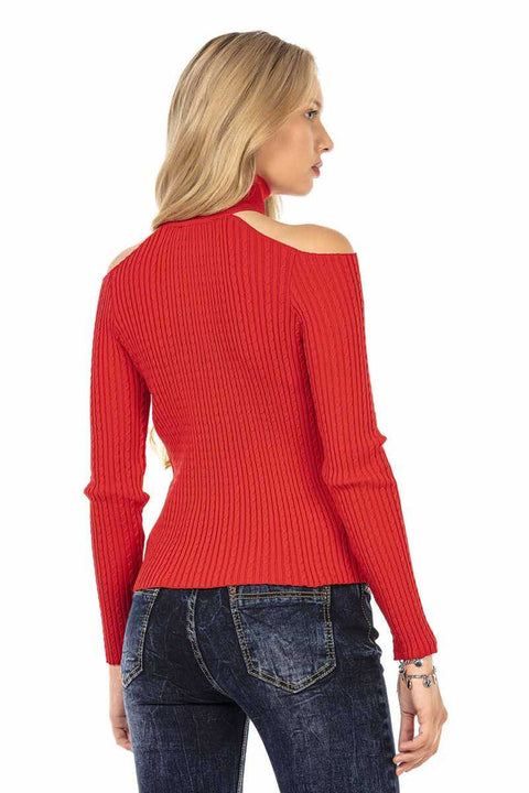 WP205 Women's Striped Turtleneck Sweater