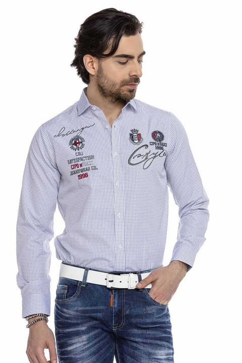 CH185 Embroidered Checkered Men's Shirt