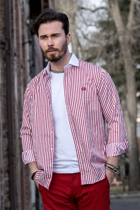 CH192 Cuff Collar Striped Shirt