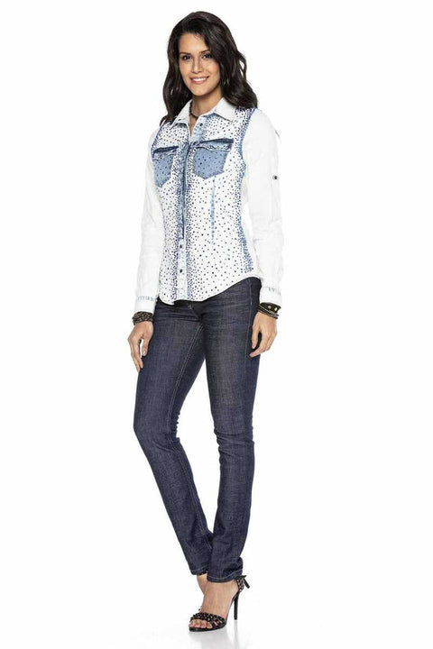 WH116 Stone Embroidered Women's Shirt