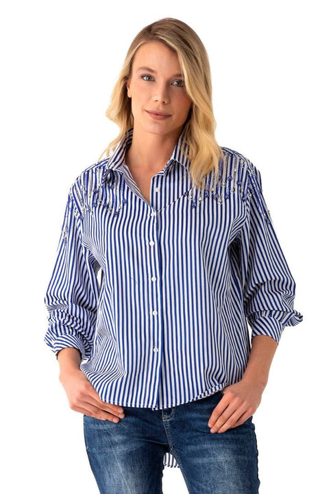 WH122 Striped Oversize Women's Shirt