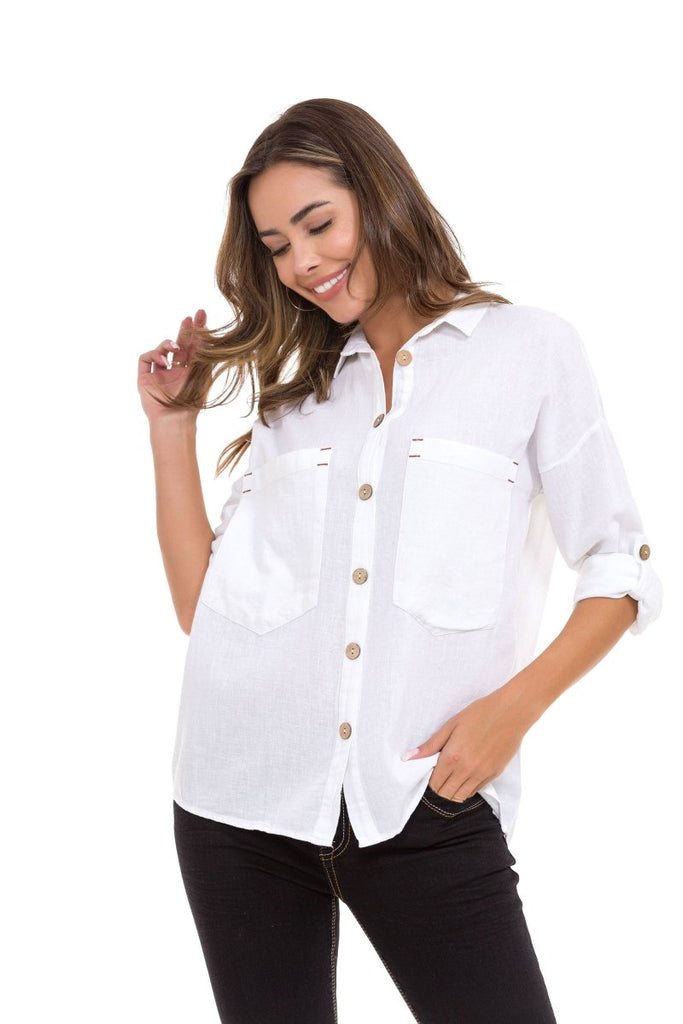 cipo & baxx WH132 Basic Summer Linen Shirt BLUE