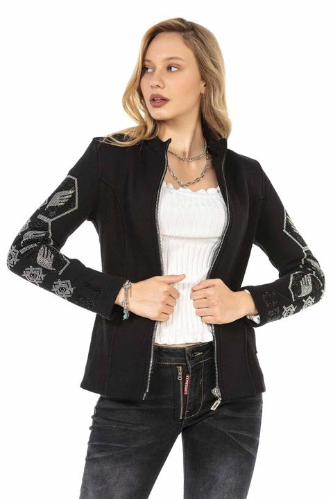 WJ197 women outdoor jacket with sparkling stone trimmings