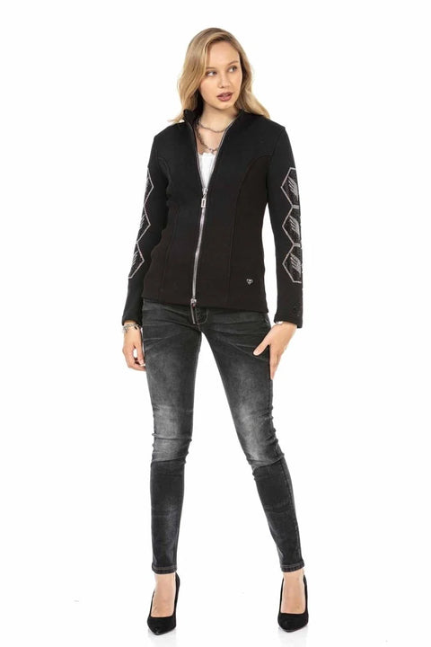 WJ197 women outdoor jacket with sparkling stone trimmings