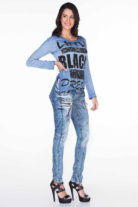 WL170 BLUE LADIES BLOUSE SWEATSHIRT