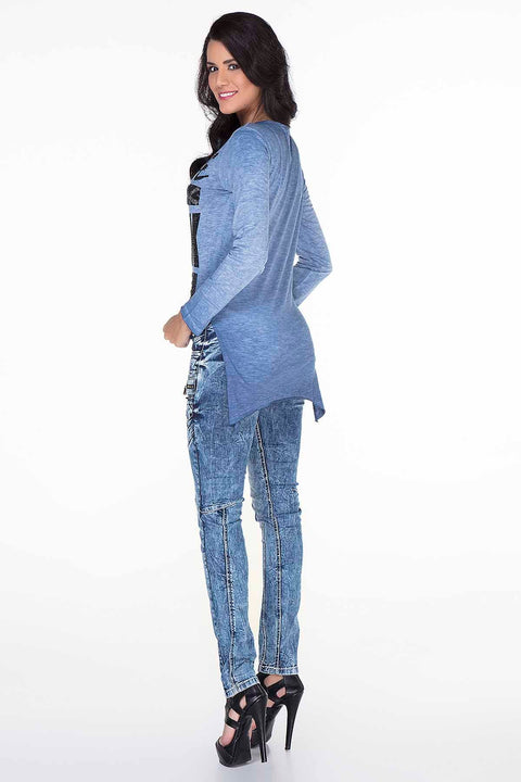 WL170 BLUE LADIES BLOUSE SWEATSHIRT