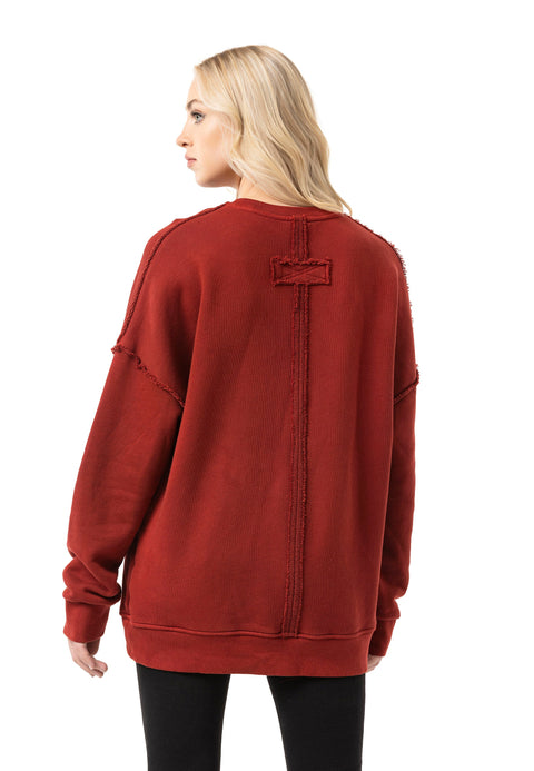 WL371 Women Oversize Sweatshirt – Loose cut Sweater with textured pattern & seam details | Stylish streetwear for everyday & leisure
