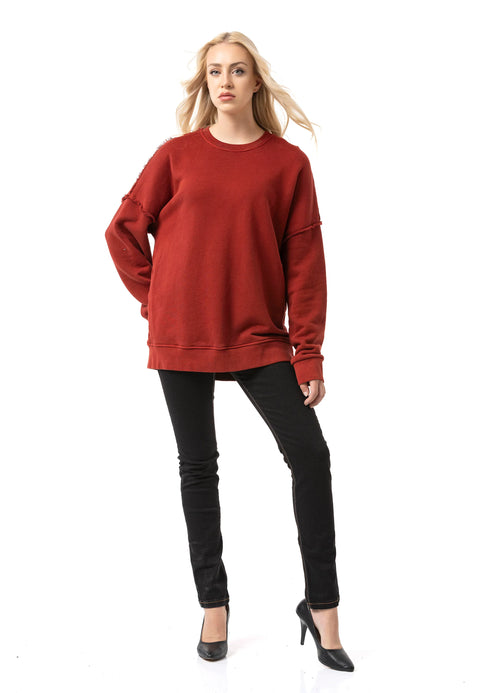 WL371 Women Oversize Sweatshirt – Loose cut Sweater with textured pattern & seam details | Stylish streetwear for everyday & leisure