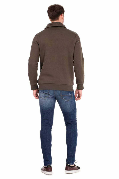 CL324 Zippered Embossed Detailed Men's Sweatshirt