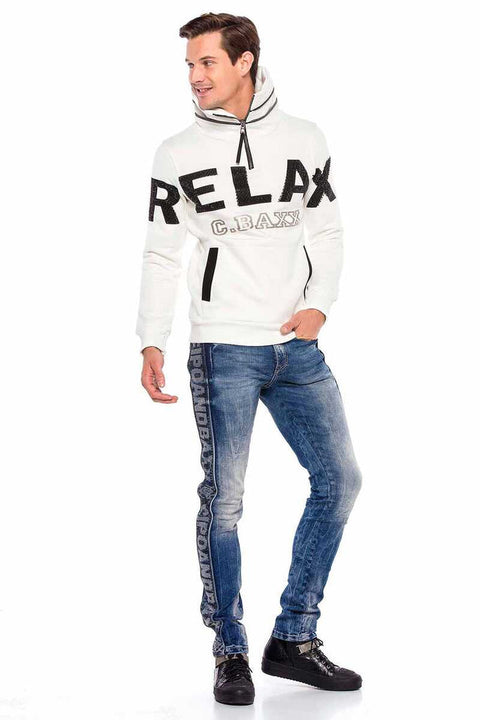 CL385 Stone Relax Fit Stand-up Zipper Collar Thick Sweatshirt