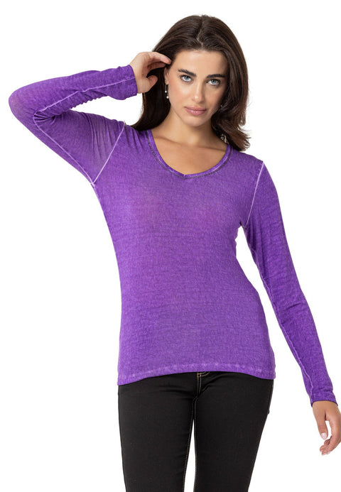 WL355 Women's Basic Top with Collar Detail