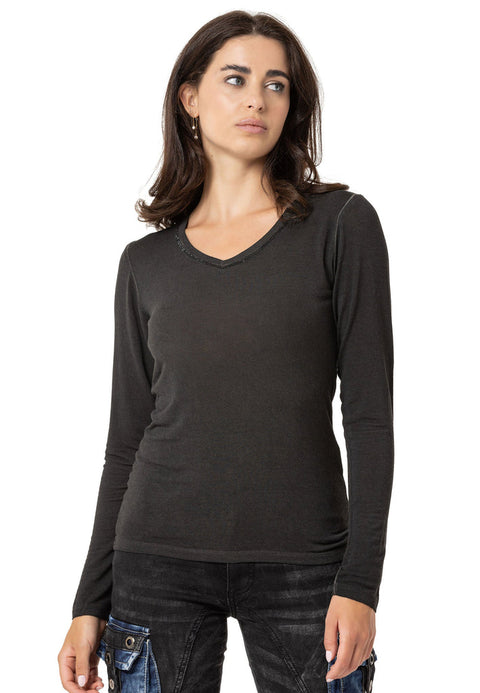 WL355 Women's Basic Top with Collar Detail