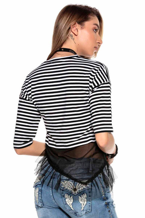 WT277 women's t-shirt with asymmetrical mesh insert