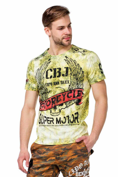 CT458 Printed Wash Slim Fit Men's T-Shirt