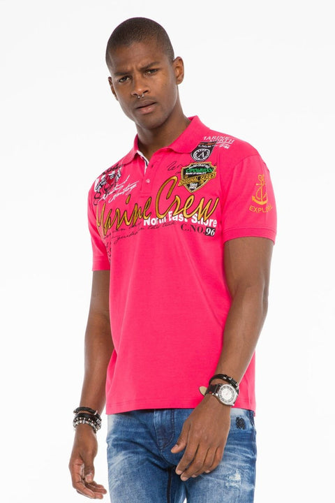 CT509 Polo Neck Embroidered Printed Men's T-Shirt