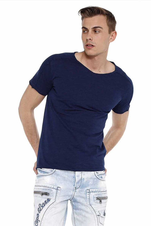 CT525 Ripped Detailed Slim Fit Basic Men's T-Shirt