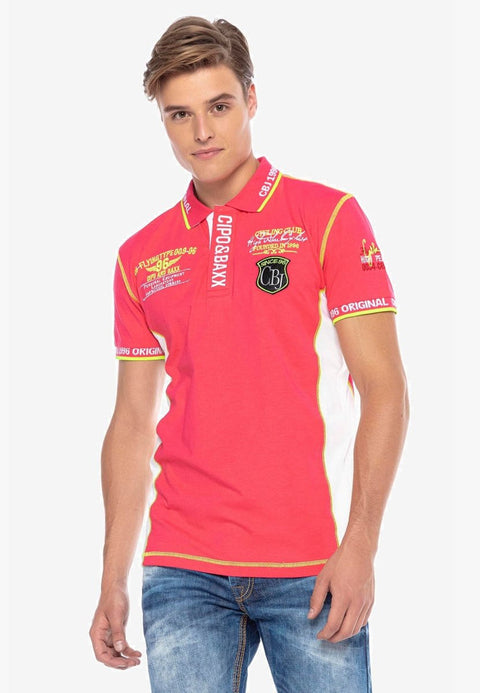 CT605 Embroidered Slim Men's Polo Neck T-Shirt