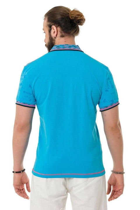 CT738 Patterned Polo Neck T-Shirt