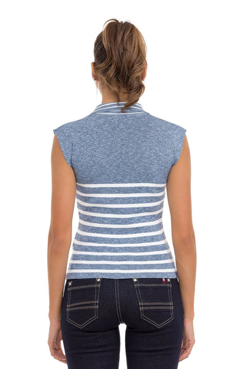 WT353 Polo Neck Striped Knitwear T-Shirt