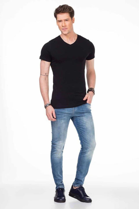 CU106 V-Neck Basic Slim Fit Men's T-Shirt Undershirt