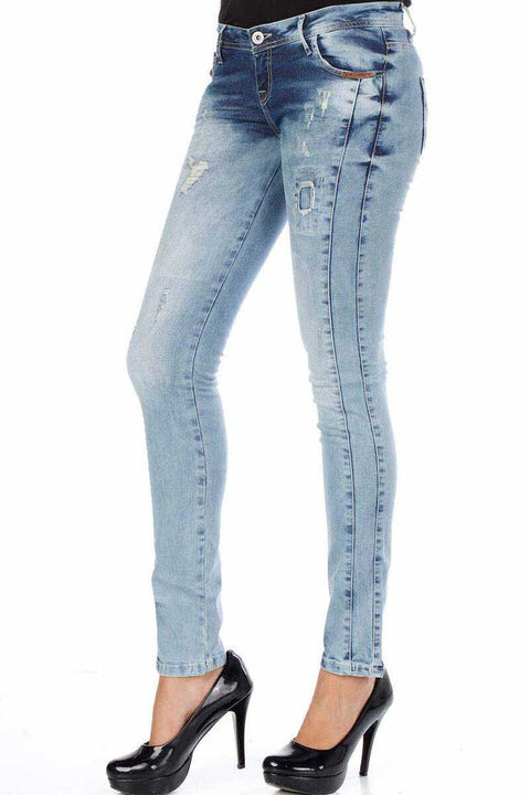 WD226 Patched Washed Stitched Jeans