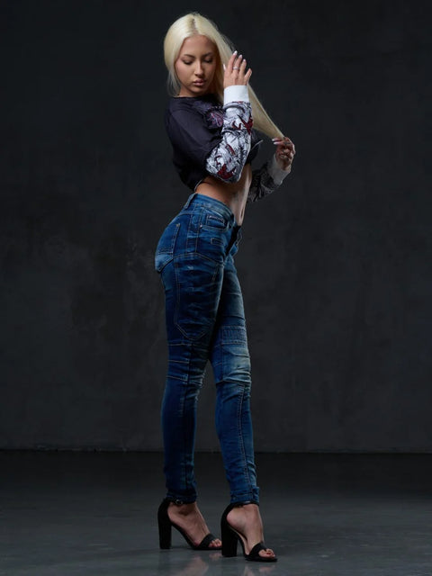 WD255 women's comfortable jeans in a biker style in Slim Fit