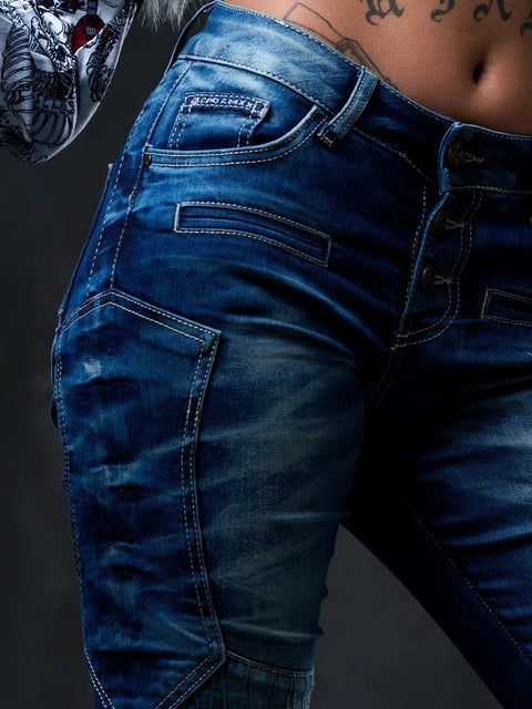 WD255 women's comfortable jeans in a biker style in Slim Fit