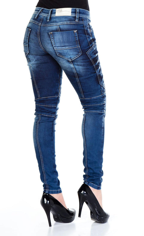 WD255 Distressed Stitched Jean Trousers