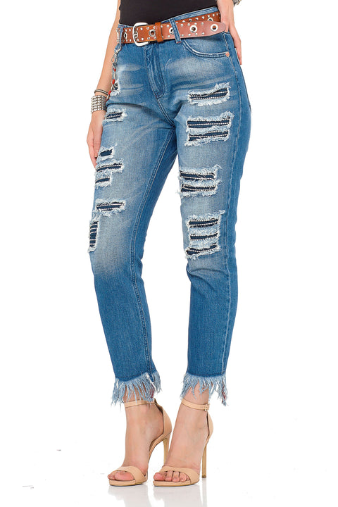 WD304 Women Comfortable Jeans with a special cut-out look
