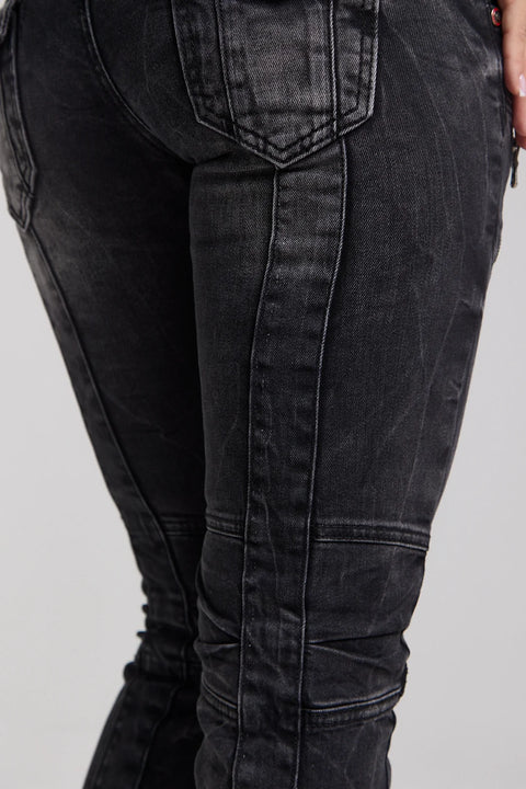 WD358 women comfortable jeans with fashionable decorative stitching