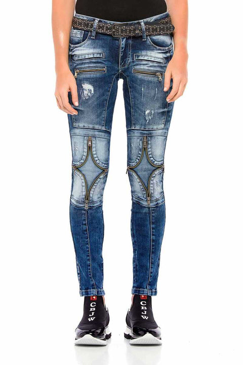 WD377 Series Zipper Detailed Women's Jeans